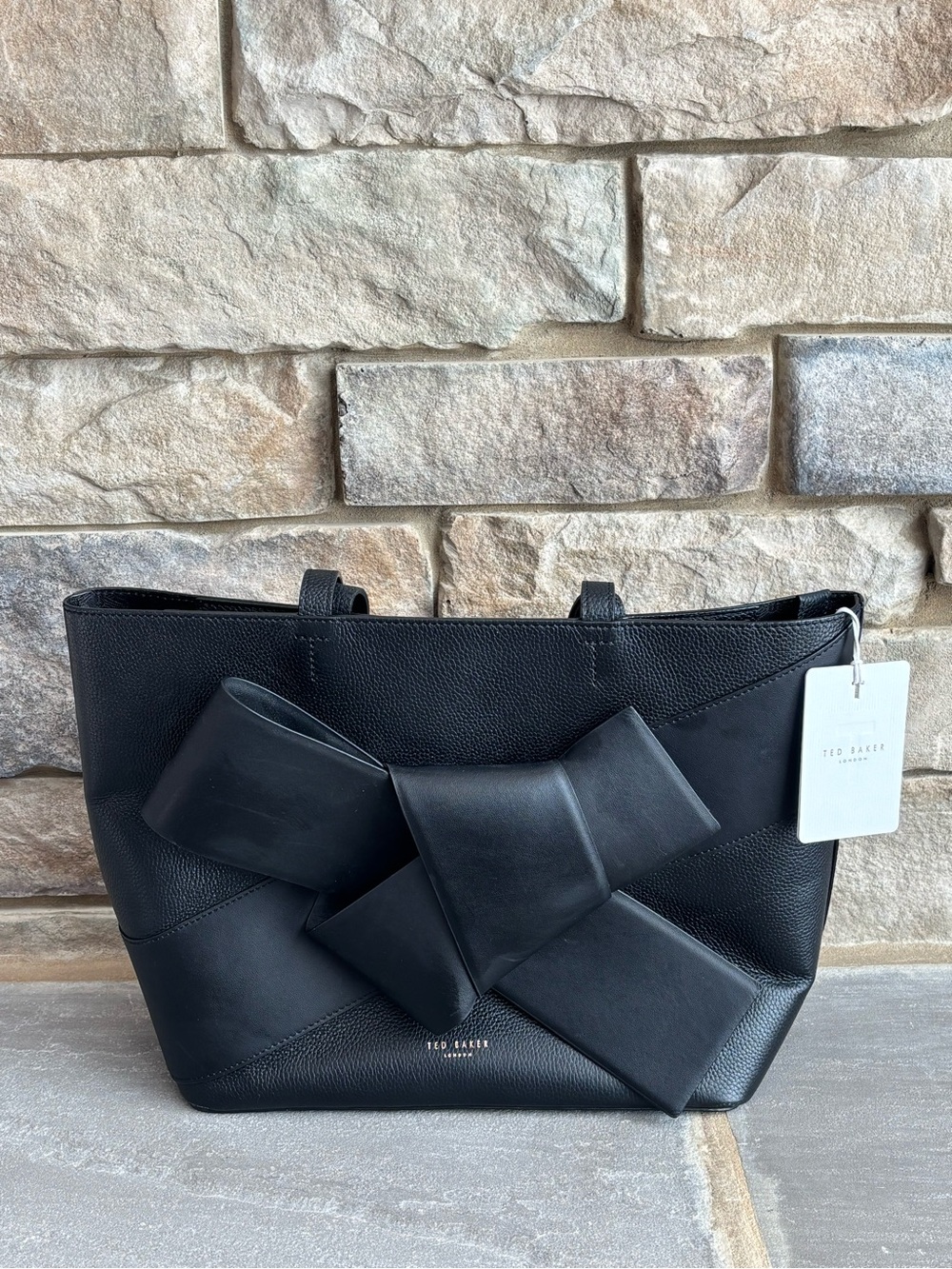 Ted Baker Black Leather Bow Accent Tote